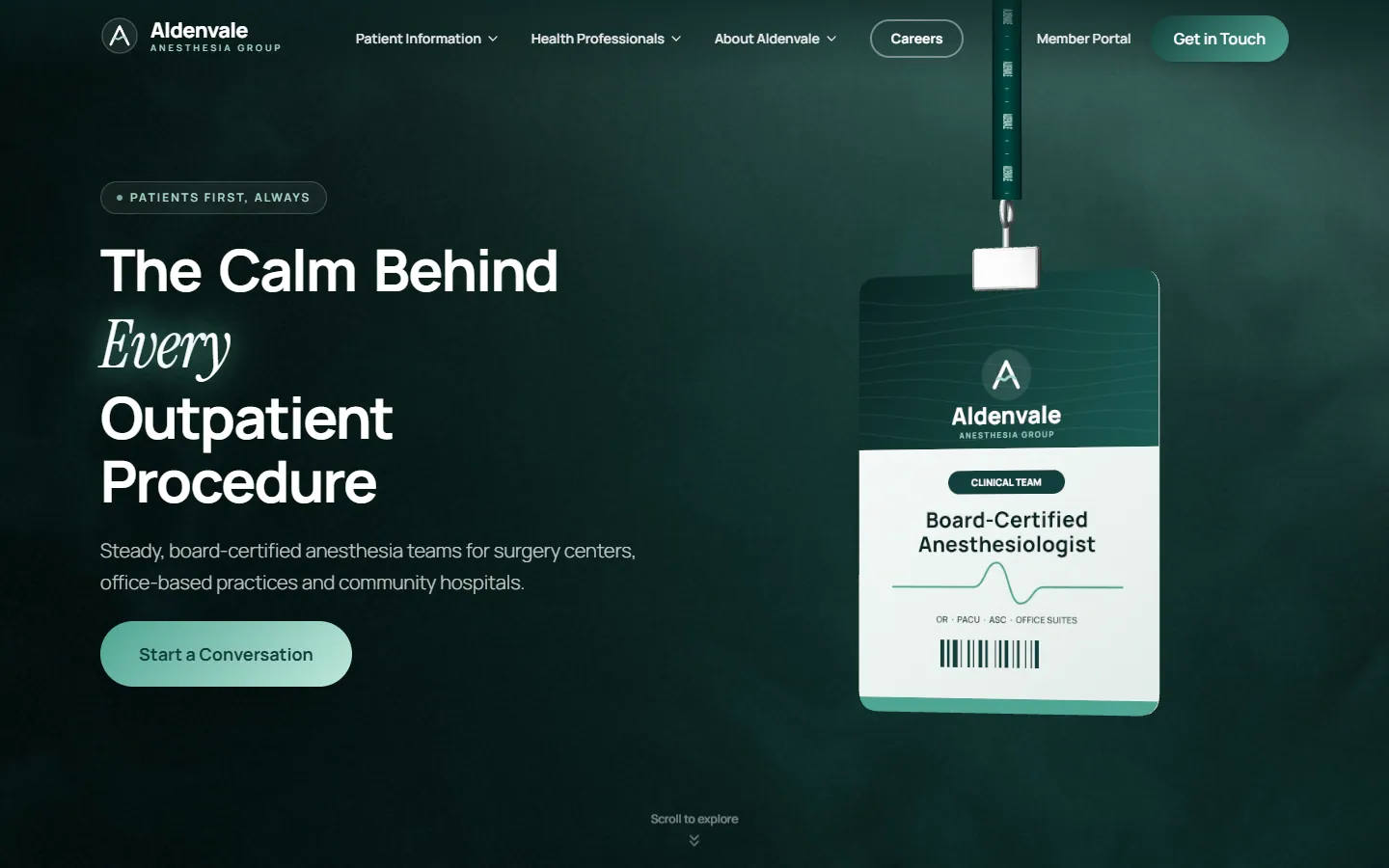 Página de inicio de Aldenvale Anesthesia Group