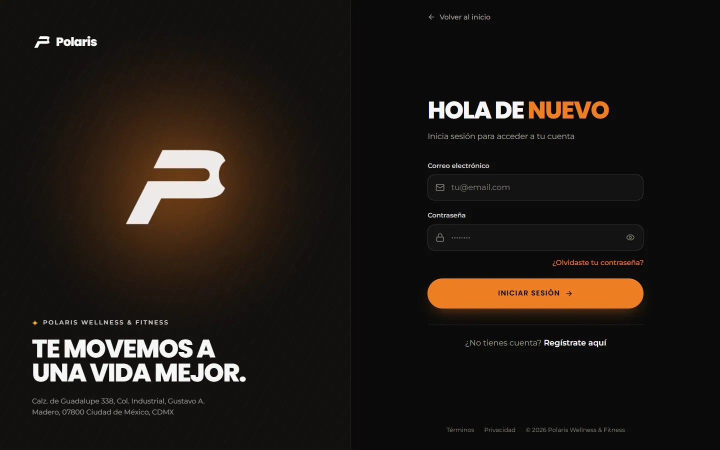 Polaris, inicio de sesión en una pantalla de escritorio