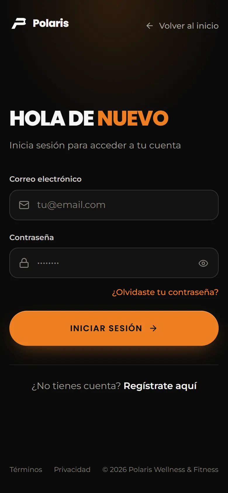 Polaris, inicio de sesión en un teléfono