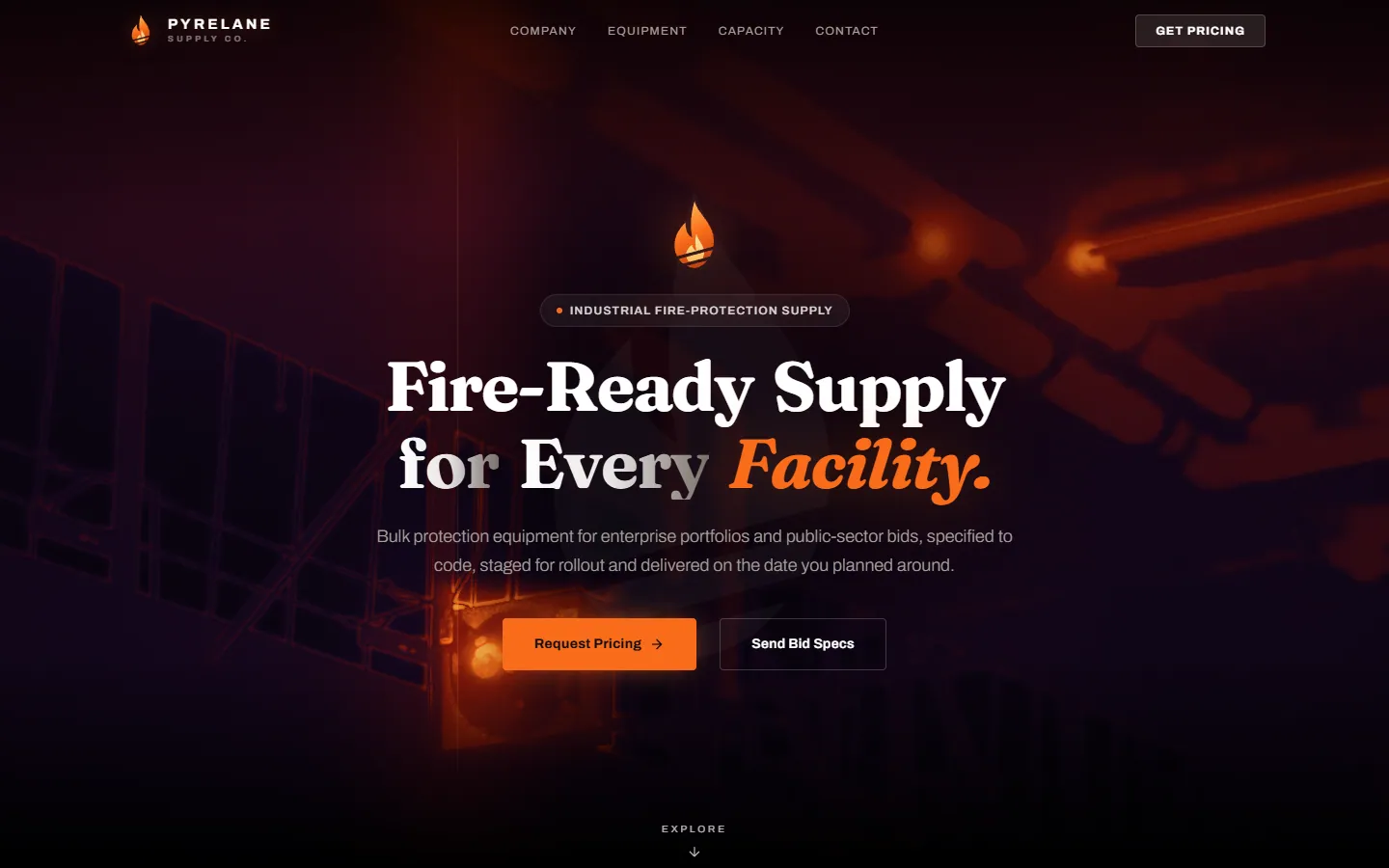 Página de inicio de Pyrelane Supply Co.