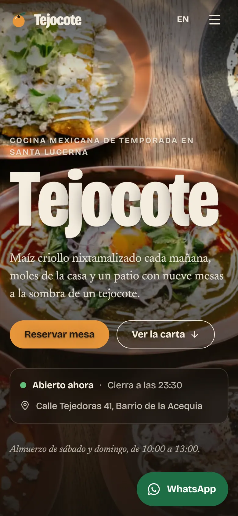 Tejocote, inicio en un teléfono